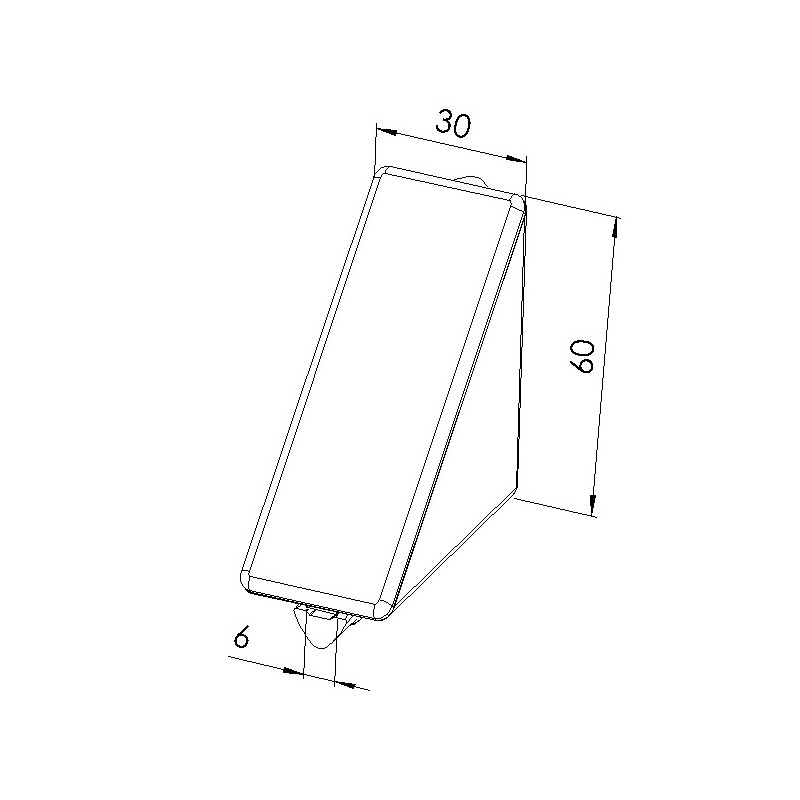 Schéma cotes - Kit équerre profilé aluminium – Rainure 6 mm – Section 60x60x30 mm - Elcom shop