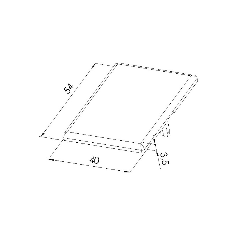 Schéma cotes - Cache équerre profilé aluminium – Rainure 8 mm – Section 40x40 mm - Elcom shop
