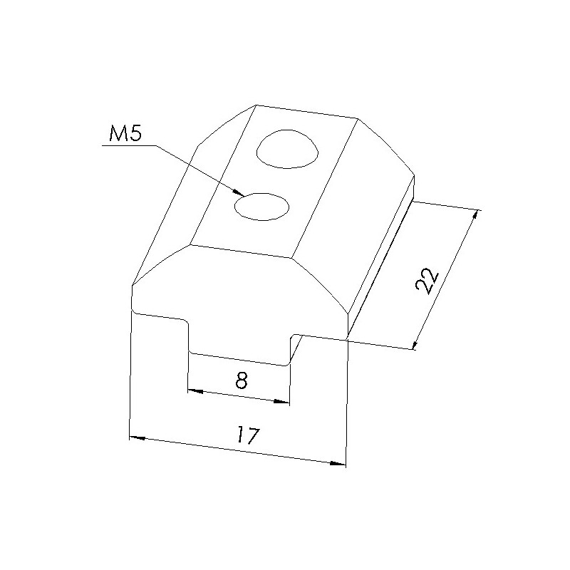 Schéma cotes - Ecrou lourd rainuré Profilé 8 ST– Taraudage M5 – Rainure 8 mm - Elcom shop