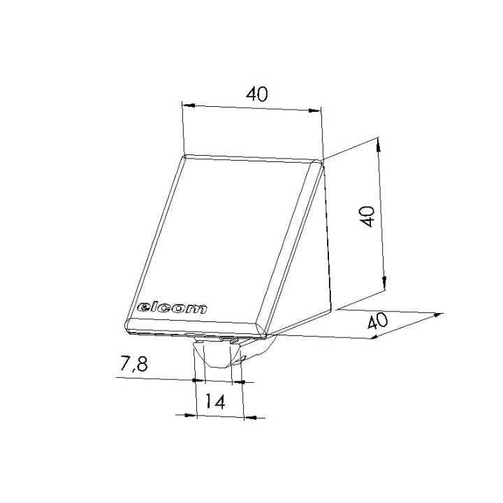 Schéma cotes - Kit équerre profilé aluminium – Rainure 8 mm – Section 40x40 mm - Gris - Elcom shop