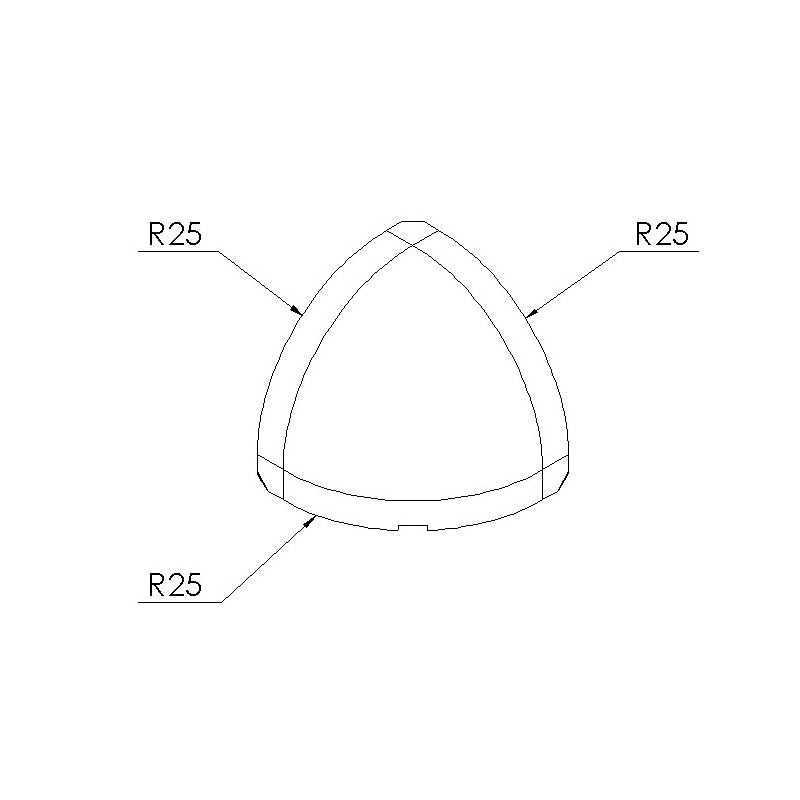 Schéma cotes - Cache raccord d’angle profilé aluminium – Rainure 8 mm – R30-90° - Noir - Elcom shop