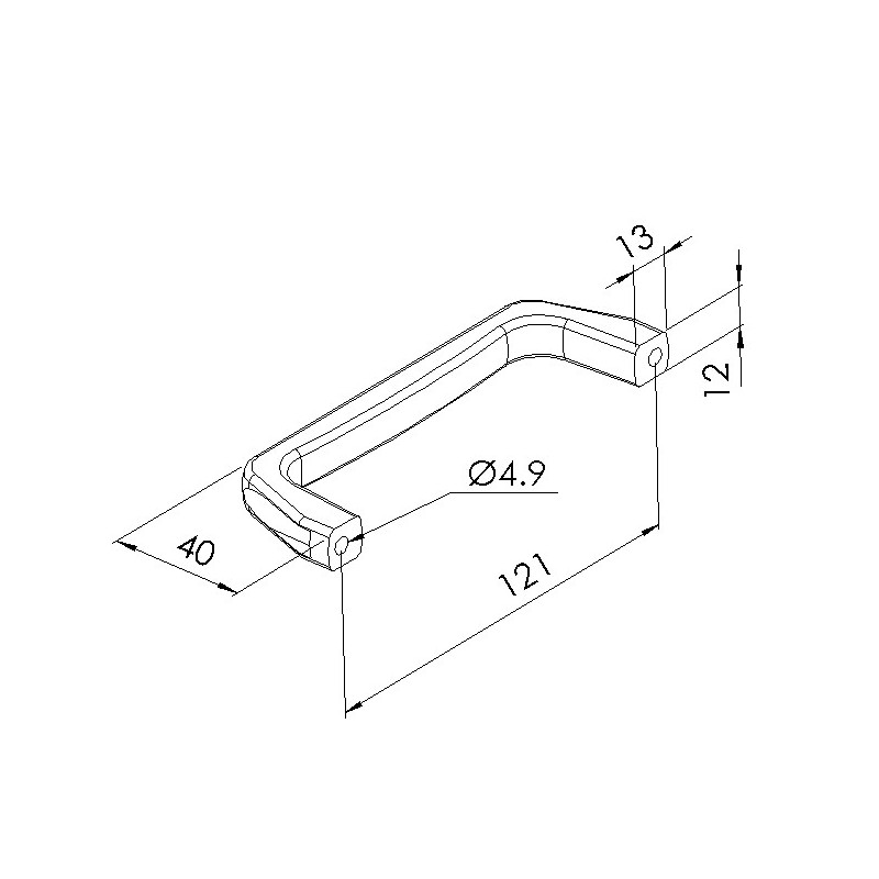 Schéma cotes - Poignée PA 120 étroite – Profilé aluminium - Elcom shop