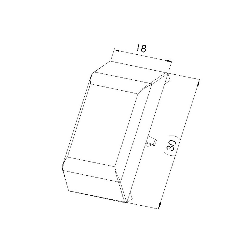 Schéma cotes - Cache équerre profilé aluminium – Rainure 5 mm – Section 20x20 mm - Elcom shop