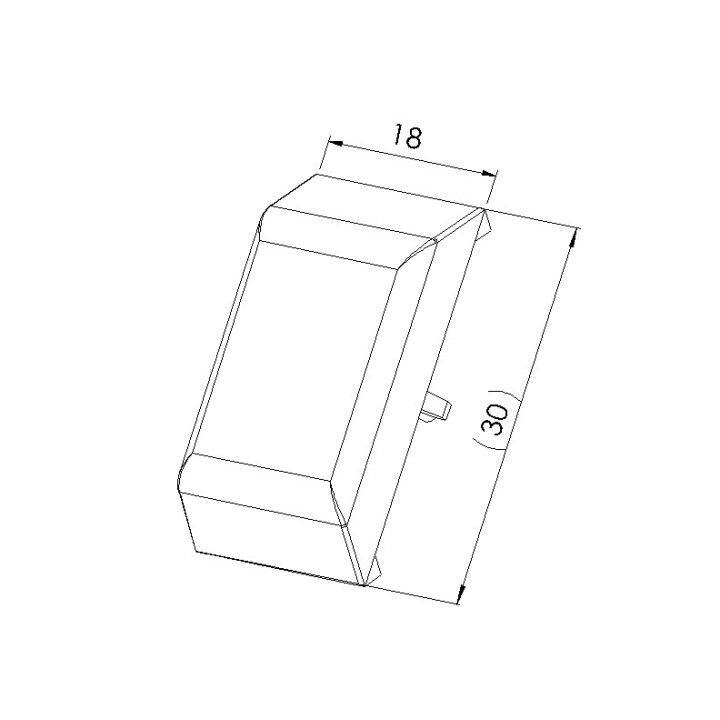 Schéma cotes - Cache équerre profilé aluminium – Rainure 5 mm – Section 20x20 mm - Elcom shop