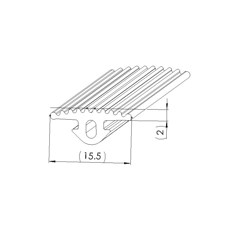 Schéma cotes - Profilé cache-rainure (Barre de 20 m) - Rainure 5 mm – Section 16x3 mm - Antidérapant - Elcom shop