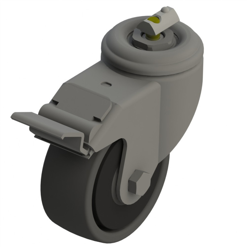 Roulette pivotante à blocage pour rainure profilé aluminium – D80 – 40x40 mm - Elcom shop