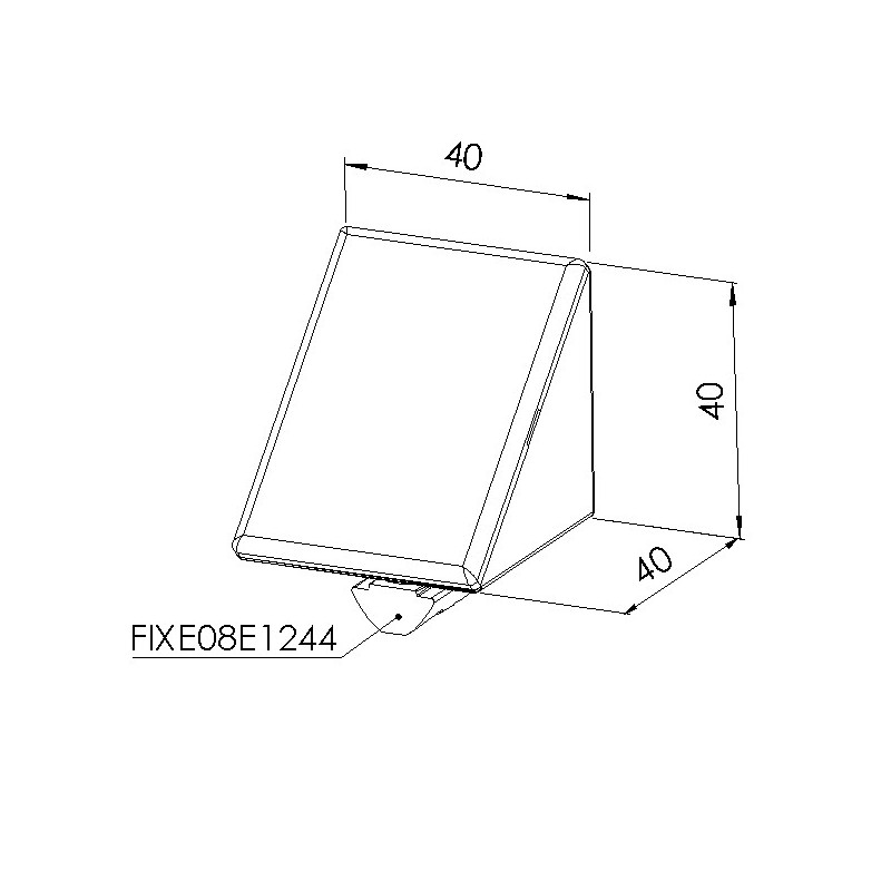 Schéma cotes - Kit équerre profilé alu – Rainure 8 mm – Section 40x40x40 mm - Elcom shop