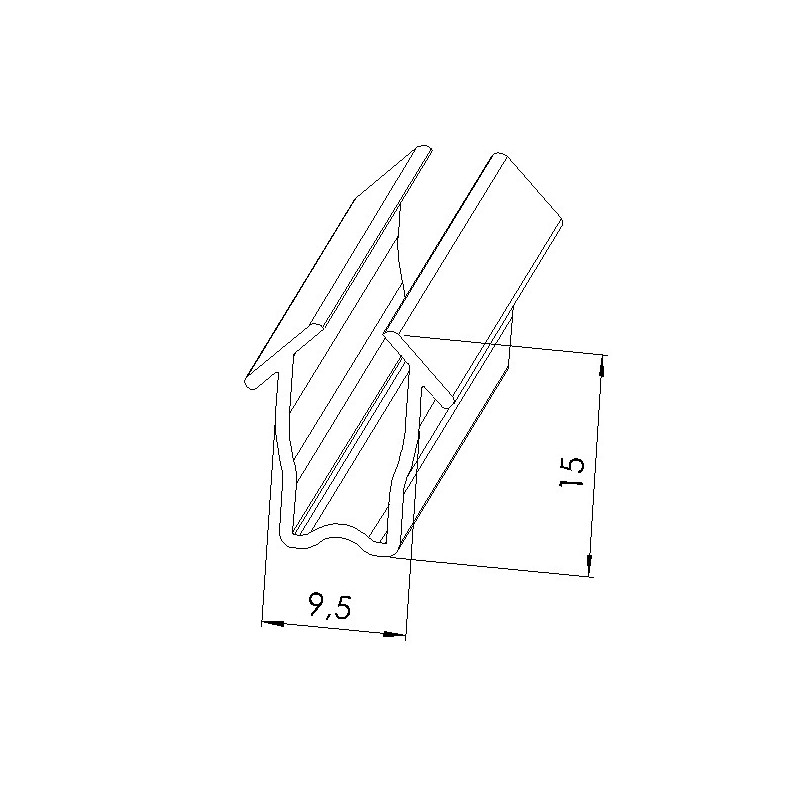 Schéma cotes - Joint de remplissage double lèvre profilé - Rainure 8 mm – 4-6 mm - Noir - Elcom shop