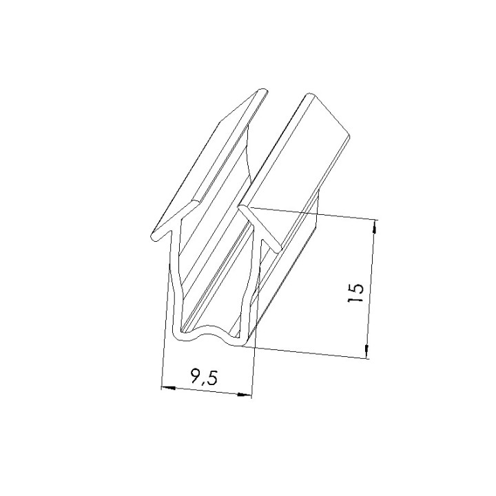 Schéma cotes - Joint de remplissage double lèvre profilé - Rainure 8 mm – 4-6 mm - Noir - Elcom shop