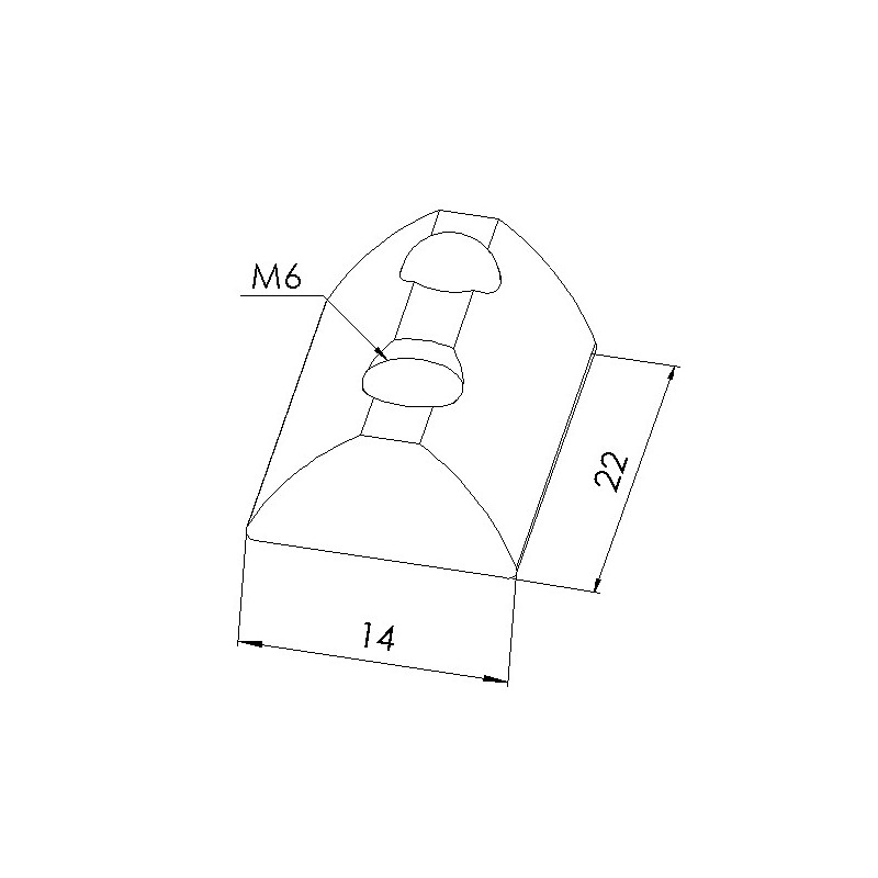 Schéma cotes - Ecrou profilé aluminium 8 ST - Taraudage M6 - Rainure 8 mm - inox - Elcom shop