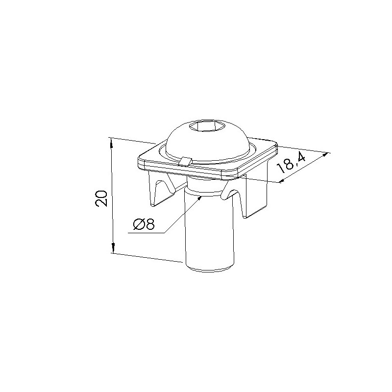 Schéma cotes - Fixation standard profilé aluminium – Rainure 8 mm – Eco - Elcom shop