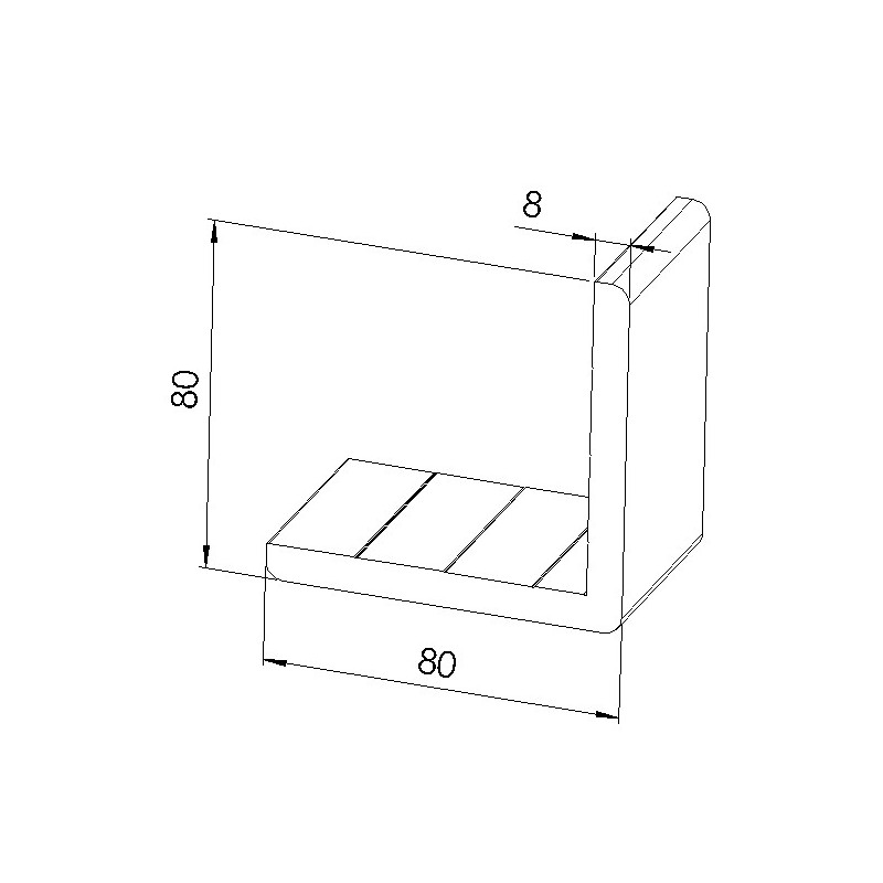 Schéma cotes - Profilé cornière aluminium (Barre de 2 m) – Section 80x80x8 mm - Elcom shop