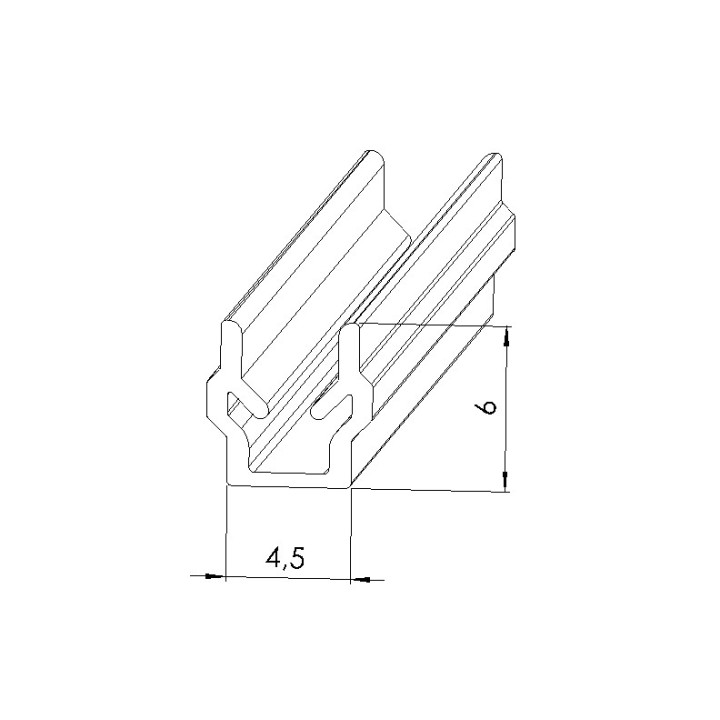 Schéma cotes - Profilé cache-rainure (Barre de 2 m) – U – Rainure 5 mm - Noir - Elcom shop