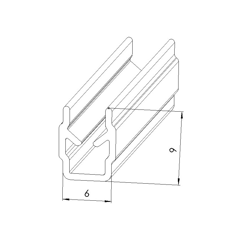 Schéma cotes - Profilé cache-rainure (Barre de 2 m) – U – 6mm - Incolore - Elcom shop