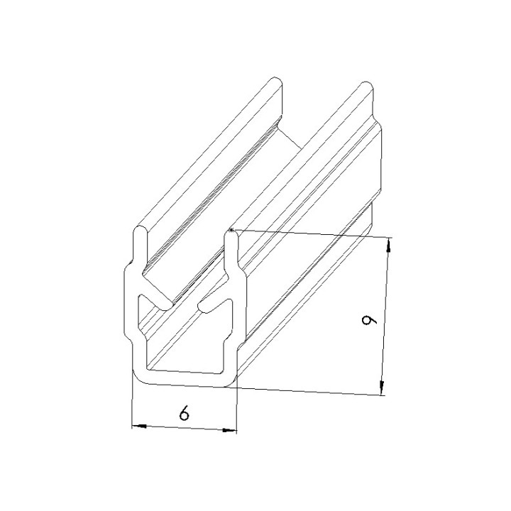 Schéma cotes - Profilé cache-rainure (Barre de 2 m) – U – 6mm - Incolore - Elcom shop