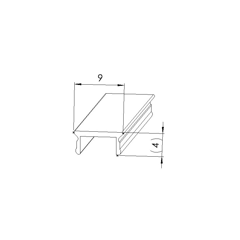 Schéma cotes - Profilé cache-rainure (Barre de 2 m) – Rainure 8 mm – Al - Gris - Elcom shop