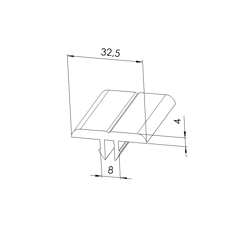 Schéma cotes - Profilé de glissement (Barre de 2 m) - 8 mm – 40 mm - Antistatique - Elcom shop