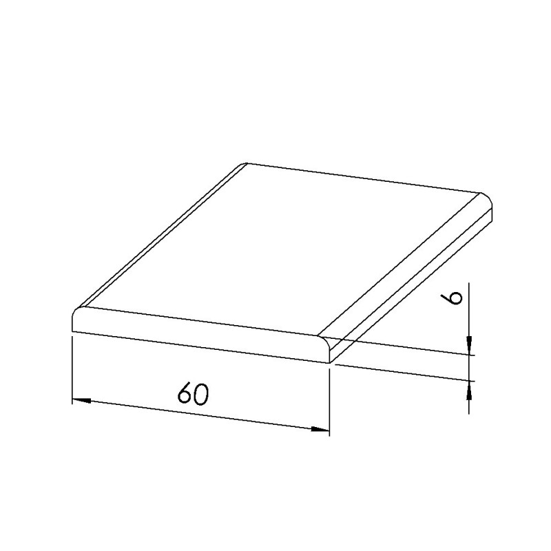 Profilé aluminium plat (Barre de 2 m) - Section 60x6 mm - E