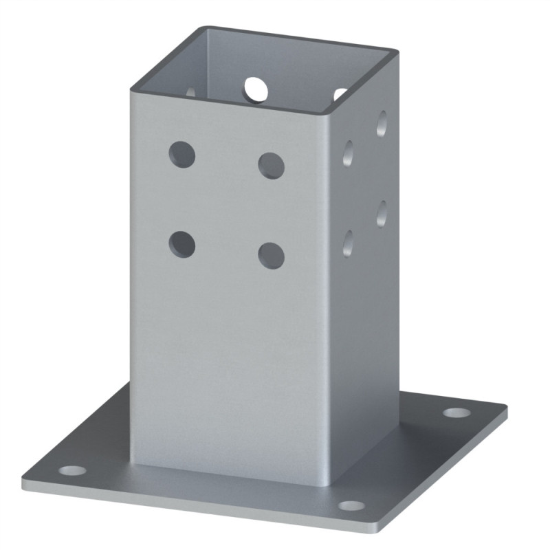 Embase de fixation au sol - Profilé aluminium - Section 80x80 mm - Al