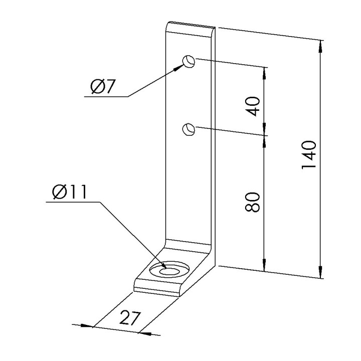 Equerre de fixation au sol profilé aluminium  – Al - Simple - 30