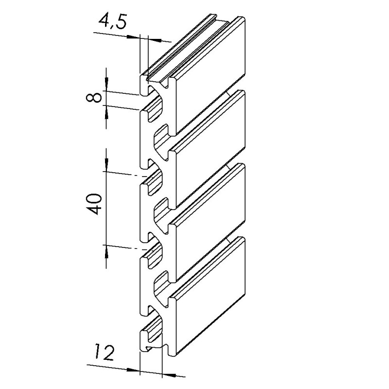 Profilé aluminium - Plaque - 8 mm - 152x20 mm
