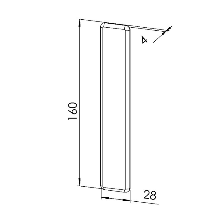 Embout profilé aluminium  – Rainure 8 mm – Section 160x28 mm - Gris
