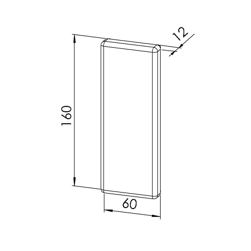 Embout profilé aluminium  – Rainure 8 mm – Section 160x60 mm - Gris