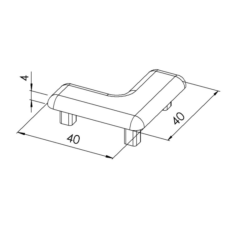 Embout profilé aluminium – Rainure 8 mm – Section W40x40 mm - Economique - Noir