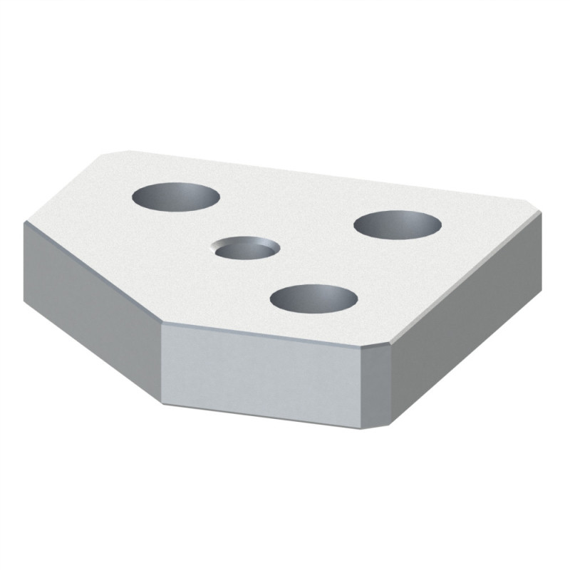 Plaque de base profilé aluminium - Rainure 8 mm – 80x80-45° mm – M12