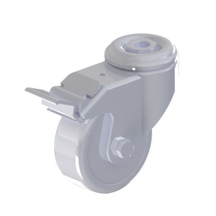 Roulette pivotante profilé – D80 - A blocage – 90 kg - Inox