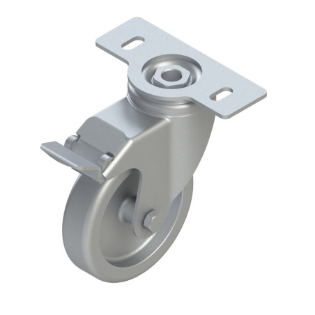 Roulette pivotante profilé – D100 – A platine - A blocage - 110 kg