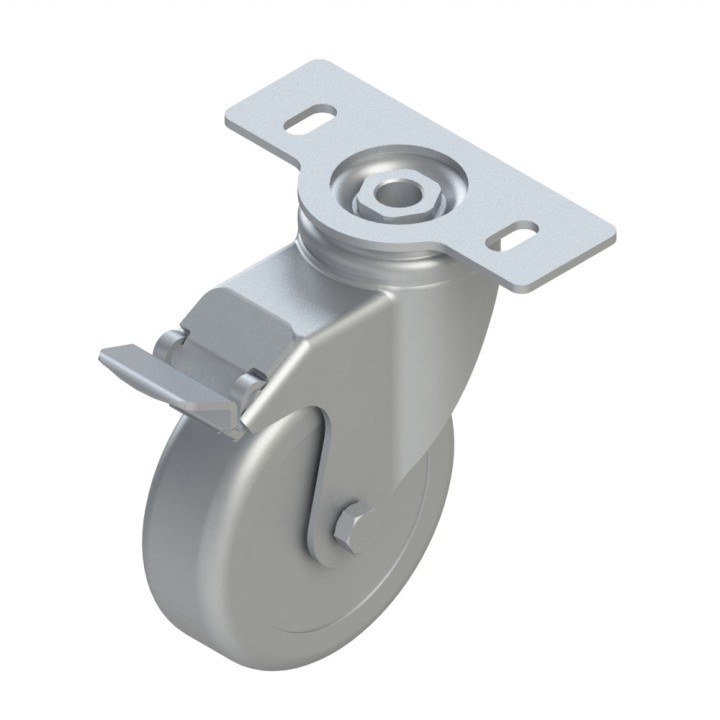 Roulette pivotante profilé – D100 – A platine - A blocage - ESD - 110 kg