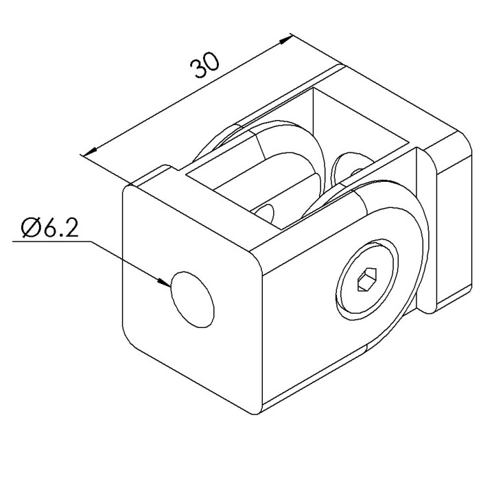 Articulation profilé aluminium – Rainure 5 mm – 20x20 mm