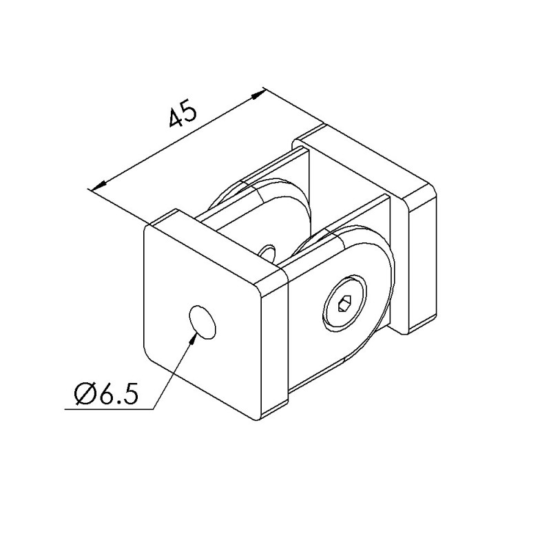 Articulation profilé aluminium – Rainure 6 mm – 30x30 mm