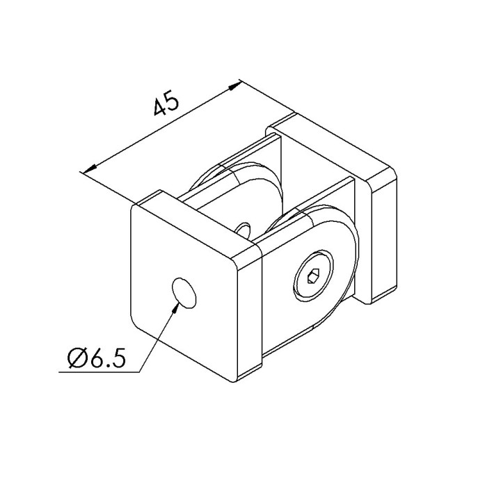 Articulation profilé aluminium – Rainure 6 mm – 30x30 mm