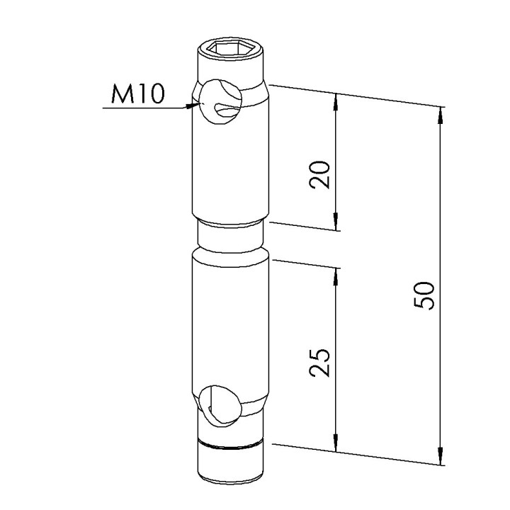 Fixation automatique double profile aluminium  Rainure 6 mm  Inox