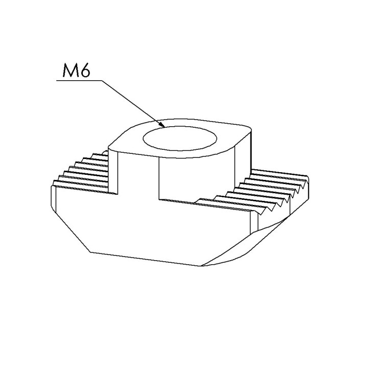 Ecrou à tête rectangulaire profilé - Taraudage M6 - Rainure 8 mm