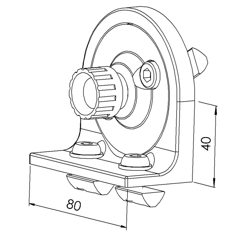 Equerre orientable profilé aluminium - 80 mm - A blocage