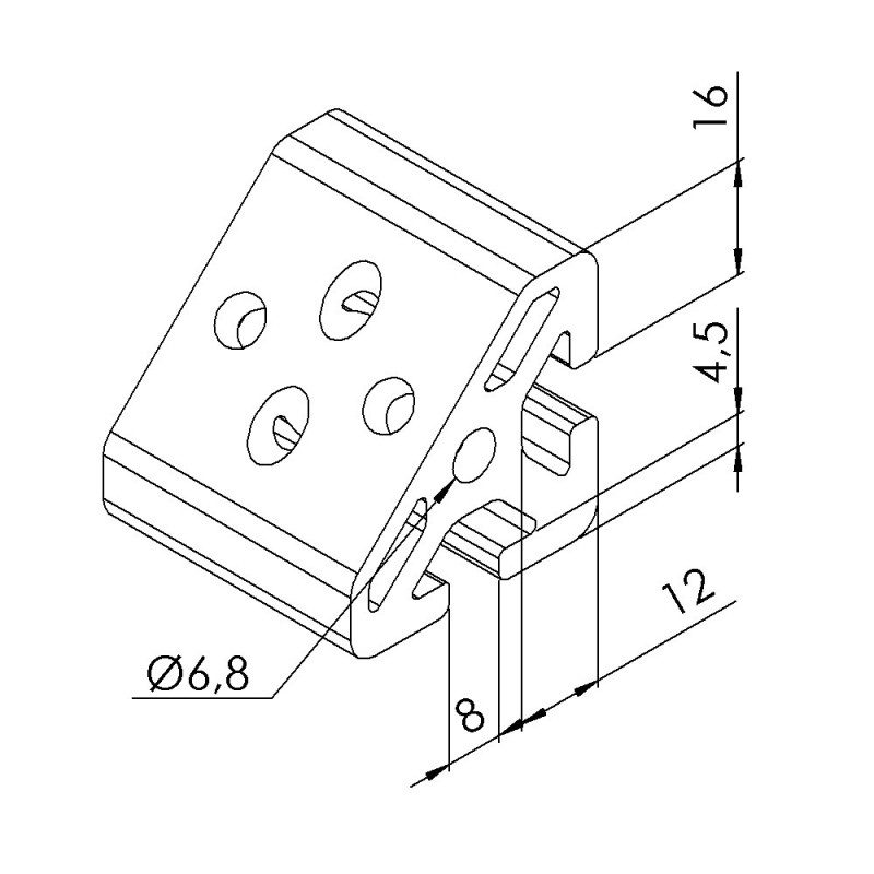 Profilé angle profilé aluminium – Rainure 8 mm - T1 - 40