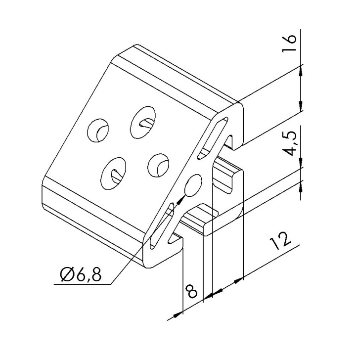 Profilé angle profilé aluminium – Rainure 8 mm - T1 - 40