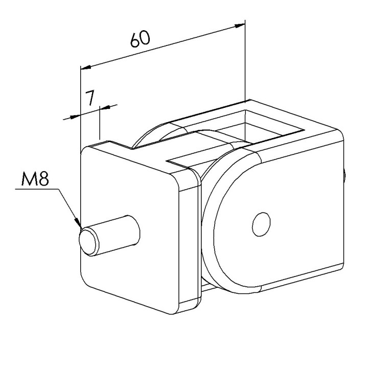 Articulation profilé aluminium – Rainure 8 mm – 40x40 mm - A Roulement