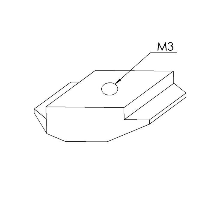 Ecrou profilé aluminium - Taraudage M3 - 8 mm - 1/4 de tour - A ergot