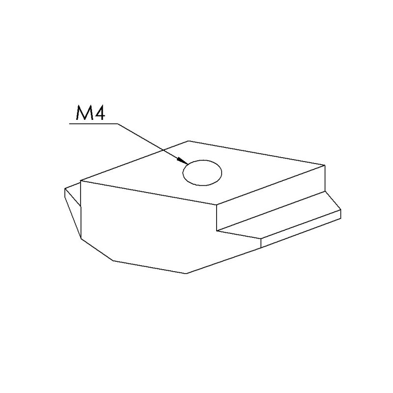 Ecrou profilé aluminium - Taraudage M4 - 8 mm - 1/4 de tour - A ergot