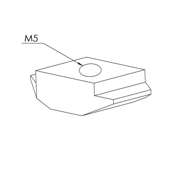 Ecrou profilé aluminium - Taraudage M5 - 8 mm - 1/4 de tour - A ergot
