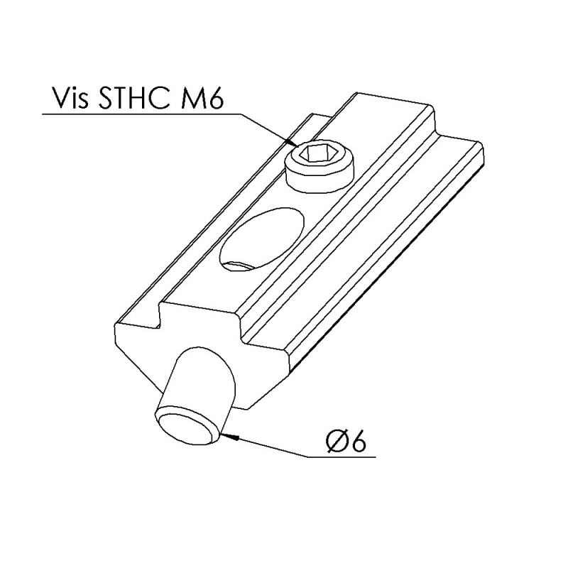 Elément de goupillage profilé aluminium – Rainure 8 mm