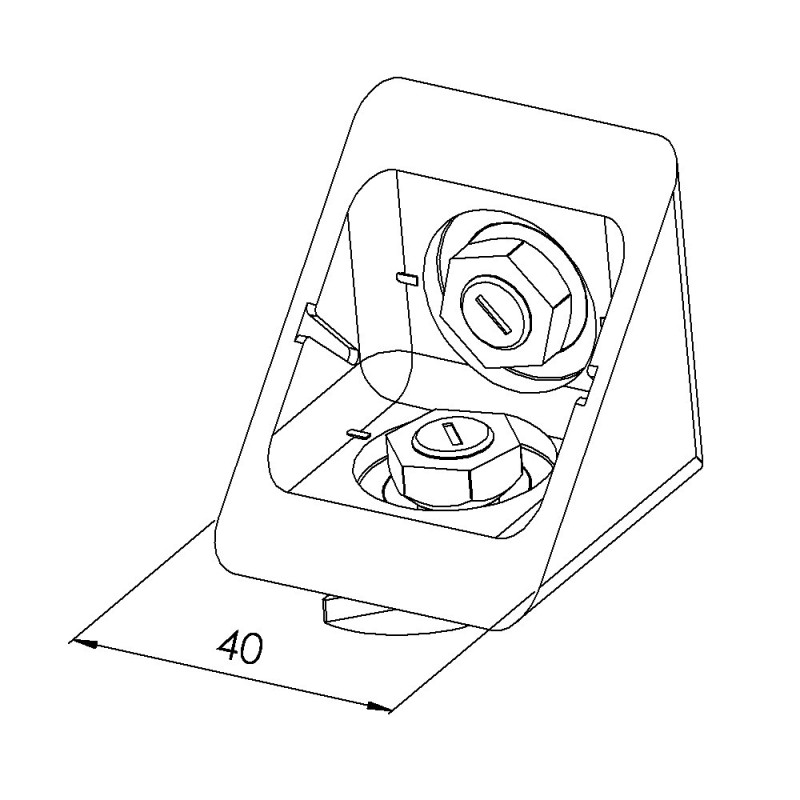 Equerre automatique profilé aluminium – 8 mm - Section 40x40 mm - Al