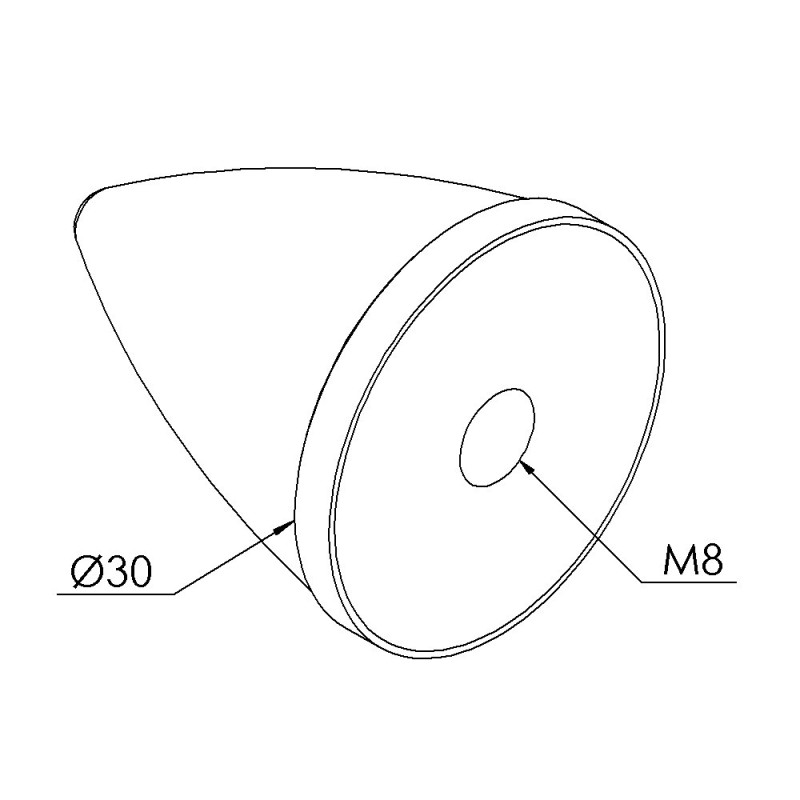 Butée élastique profilé aluminium - Parabolique - M8 – D30x36