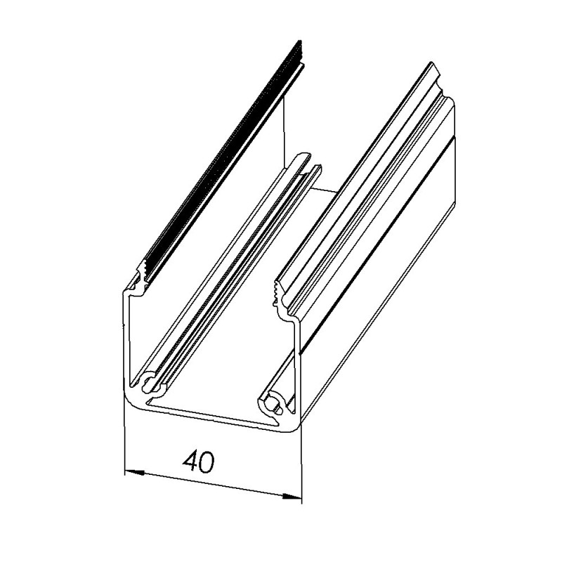 Goulotte profilé aluminium - U - 40x40 mm - SE