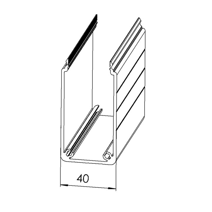 Goulotte profilé aluminium - U - 80x40 mm - SE - D40