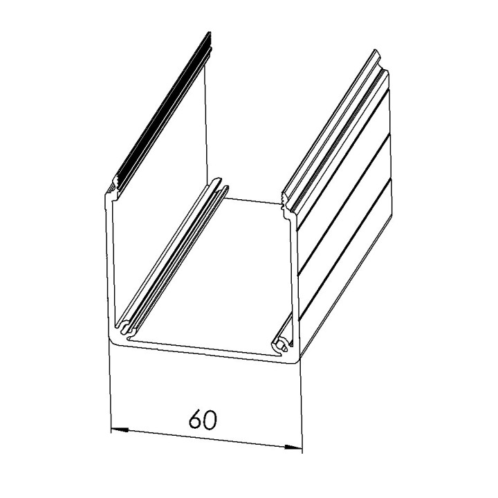 Goulotte profilé aluminium - U - 60x60 mm - SE